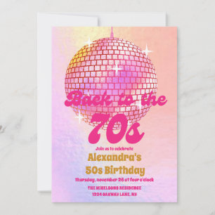 Invitación Groovy Retro 50. Fiesta de cumpleaños Let's Disco