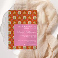 Groovy Retro 60 Flores Naranja ducha de novia rosa