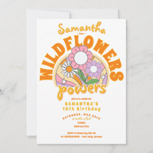 Invitación Groovy Retro 70 Aniversario de la energía de las f