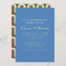 Groovy Retro 70 Blue Olive Green Baby Shower