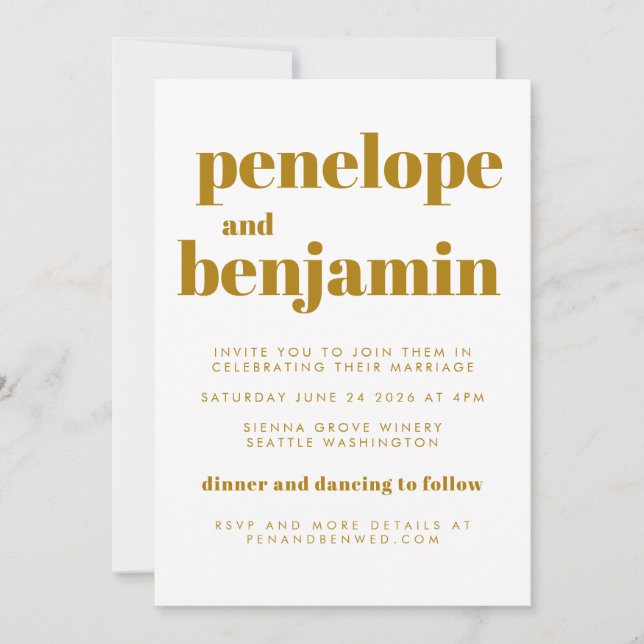 Invitación Groovy Retro 70 Boda botánico todo en uno (Anverso)