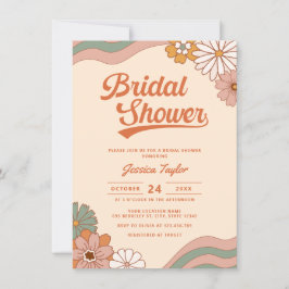 Invitación Groovy Retro 70 Daisy Floral Bridal Shower