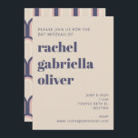 Invitación Groovy Retro 70 Design Blue Pink Bat Mitzvah<br><div class="desc">Celebra este hito especial con una invitación moderna a Bat Mitzvah que combina elegancia atemporal y encanto contemporáneo. Con una tipografía audaz, un diseño limpio y un patrón sutil, retro-inspirado en la parte trasera, este diseño es perfecto para familias que aman una estética sofisticada pero accesible. Los tonos suaves y...</div>