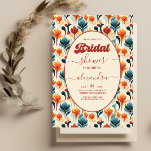 Invitación Groovy Retro 70s Despedida de Soltera Floral