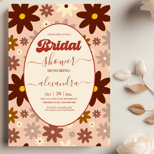Invitación Groovy Retro 70s Despedida de Soltera Floral