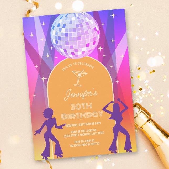 Invitación Groovy Retro 70's Disco 30 Fiesta de cumpleaños (Subido por el creador)