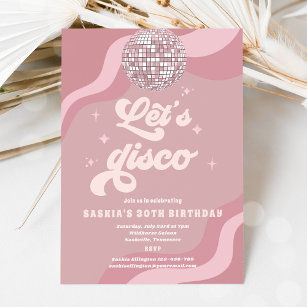 Invitación Groovy Retro 70's Disco Fiesta de cumpleaños