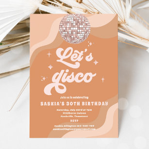 Invitación Groovy Retro 70's Disco Fiesta de cumpleaños