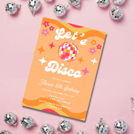 Invitación Groovy Retro 70's Discoteca cualquier cumpleaños d
