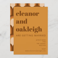 Groovy Retro 70s Diseño Negrita Boda amarillo marr