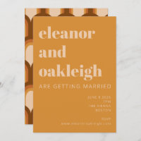 Groovy Retro 70s Diseño Negrita Boda amarillo ocre