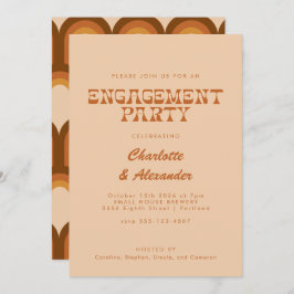 Invitación Groovy Retro 70s Diseño Tan Compromiso Fiesta Host