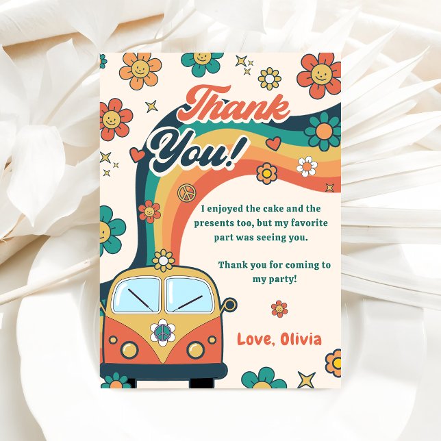 Invitación Groovy Retro Aniversario del Arcoiris Gracias Tarj (Subido por el creador)