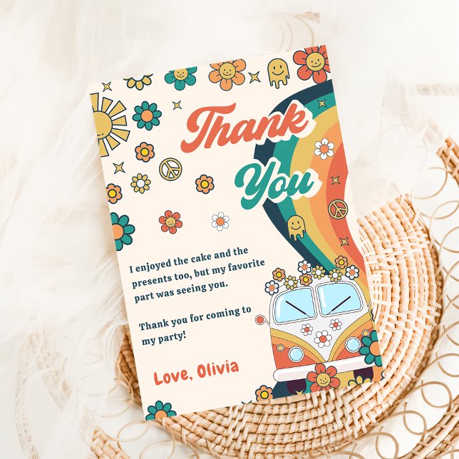 Invitación Groovy Retro Aniversario del Arcoiris Gracias Tarj (Subido por el creador)