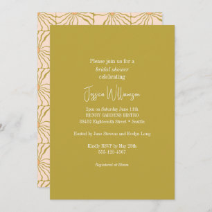 Invitación Groovy Retro Chartreuse Ducha Botánica De Moda