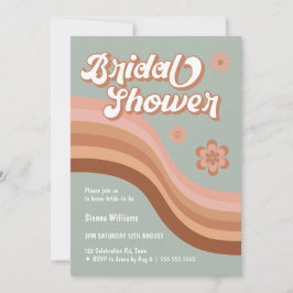 Invitación Groovy Retro Daisy Bridal Shower Sage Green de 70
