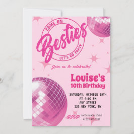 Invitación Groovy Retro Doll Rosa Malibu Fiesta Cumpleaños