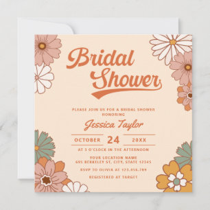 Invitación Groovy Retro Floral Bridal Shower
