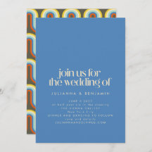 Groovy Retro Mod Boda Verde Azul y Oliva de los añ