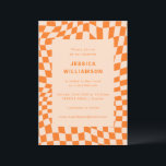 Invitación Groovy Retro Naranja Checkerboard Bat Mitzvah<br><div class="desc">Naranja Retro Groovy Resumen Cartón de cheques Invitación Mitzvah</div>