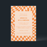 Invitación Groovy Retro Naranja Checkerboard Bat Mitzvah<br><div class="desc">Naranja Retro Groovy Resumen Cartón de cheques Invitación Mitzvah</div>