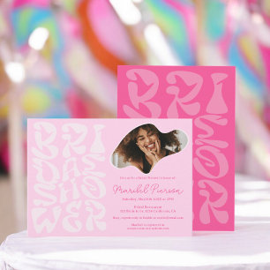 Invitación Groovy retro Script moda Pink Photo brished