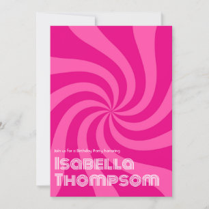 Invitación Groovy Retro Typography Birday Party