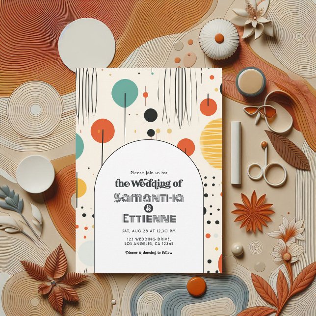 Invitación Groovy Retro Vibes Boda (Groovy Retro Vibes Wedding Invitation)