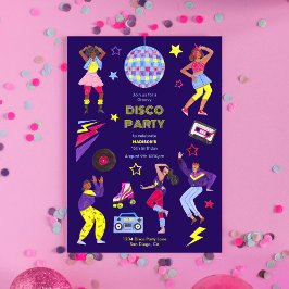 Invitación Groovy Roller Disco Fiesta Morada Retro Milenial