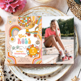 Invitación Groovy Roller Skate Retro 70 Aniversario del Arcoi