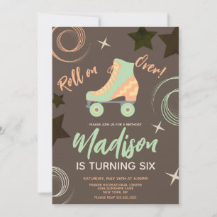 Invitación Groovy Roller Skates Rollersking Fiesta de cumplea