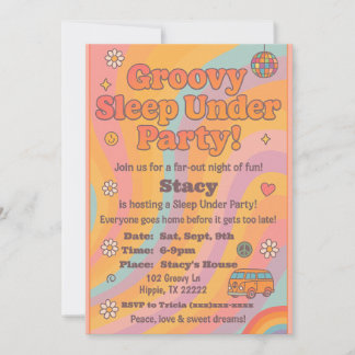 Invitación Groovy Sleep Under Birthday Party Invitation