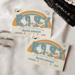 Invitación Groovy Spooky Halloween Fantasma Boy Baby Shower