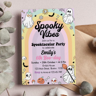 Invitación Groovy Spooky Vibes Ghost Birthday