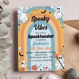 Invitación Groovy Spooky Vibes Ghost Birthday