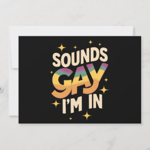Invitación Groovy suena gay Estoy en el orgullo LGBT arcoiris