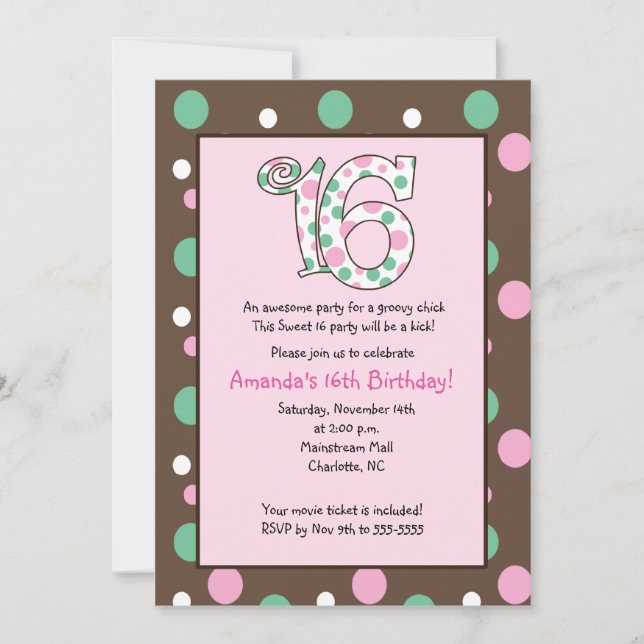 Invitación GROOVY Sweet 16 Dieciséis cumpleaños (Anverso)
