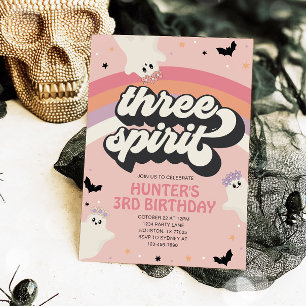 Invitación Groovy Three Spirit Chica 3er cumpleaños Halloween