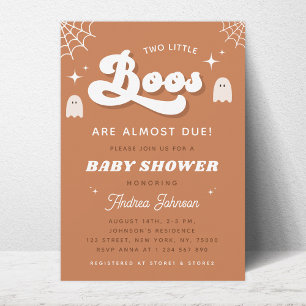 Invitación Groovy Typography Retro Ghost Twin Baby Shower