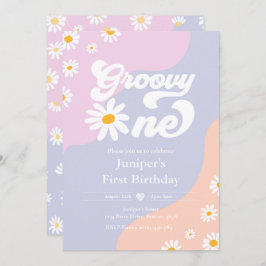 Invitación Groovy Un Fiesta de cumpleaños Boho Floral Daisy