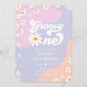 Invitación Groovy Un Fiesta de cumpleaños Boho Floral Daisy 