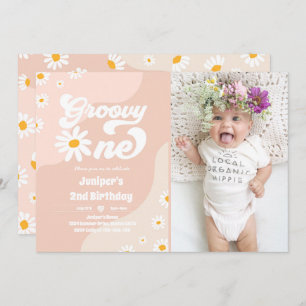 Invitación Groovy Un Fiesta de cumpleaños Boho Floral Daisy