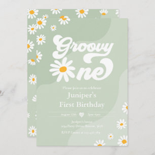 Invitación Groovy Un Fiesta de cumpleaños Boho Floral Daisy