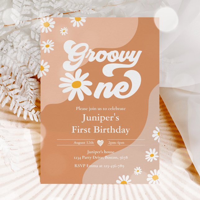 Invitación Groovy Un Fiesta de cumpleaños Boho Floral Daisy (Subido por el creador)