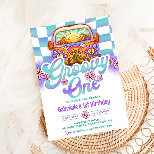 Invitación Groovy Un Fiesta de cumpleaños Boho Floral Daisy (Subido por el creador)