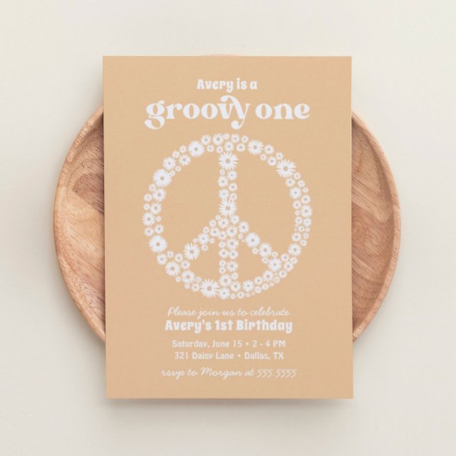 Invitación Groovy Un Fiesta de la margarita amarilla de los a (Subido por el creador)