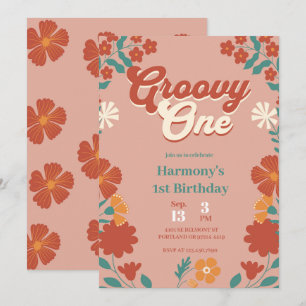 Invitación Groovy Un Primer Fiesta Boho Hippy Vibes Inv