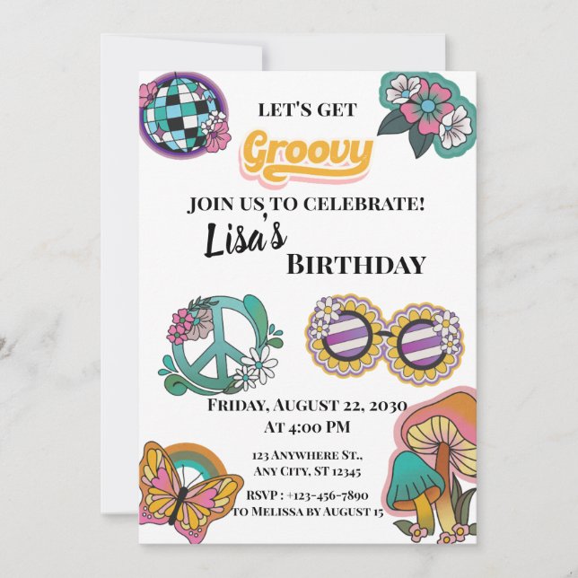 Invitación Groovy Uno (Anverso)