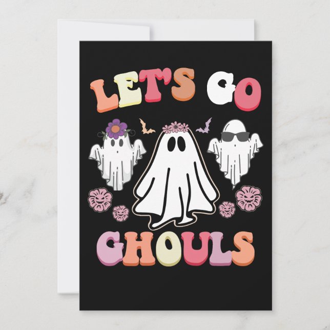 Invitación Groovy Vamos Ghouls Halloween Ghost Retro (Anverso)