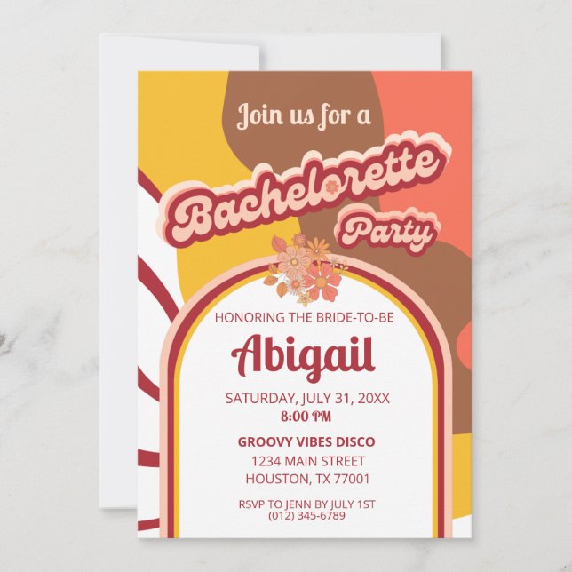 Invitación Groovy Vibes retro Boda Vintage (Anverso)